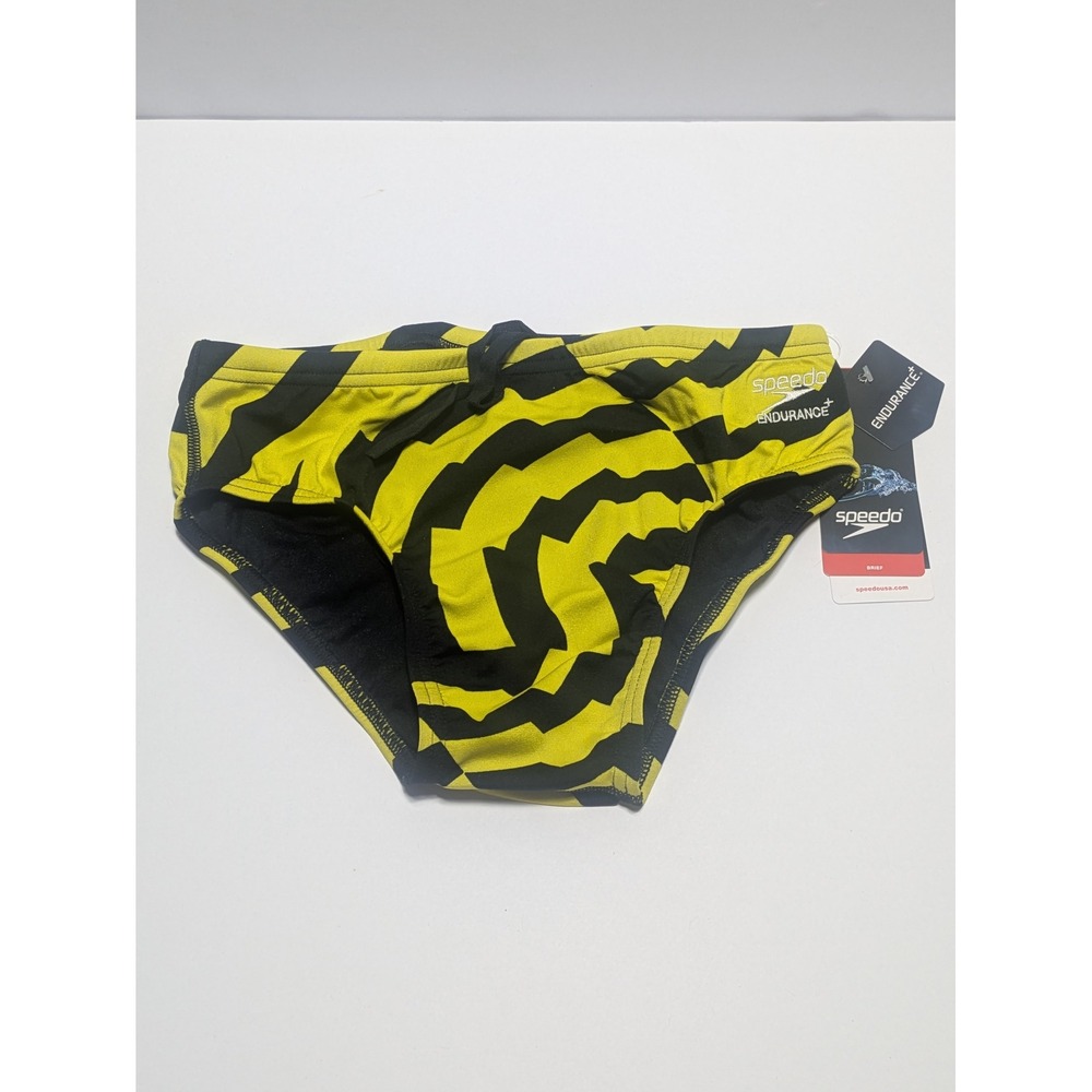 Speedo Mens Vortex Maze Endurance+ Swim Brief Yellow Black 30